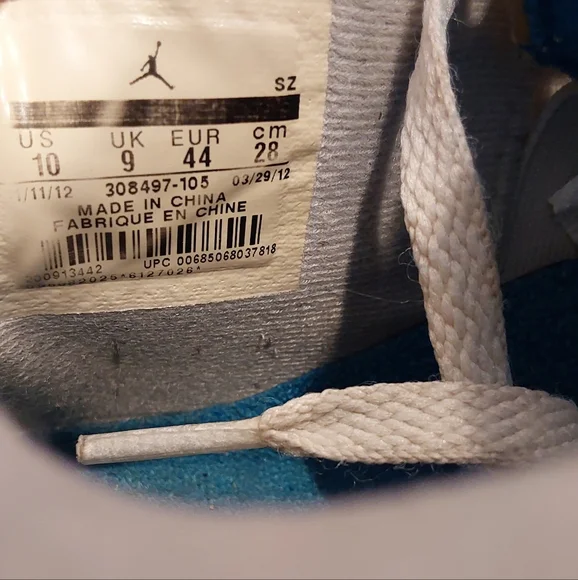 2012 JORDAN 4 RETRO MILITARY BLUE 10M PRE-OWNED HAS FLAWS SEE PICS - Picture 9 of 10